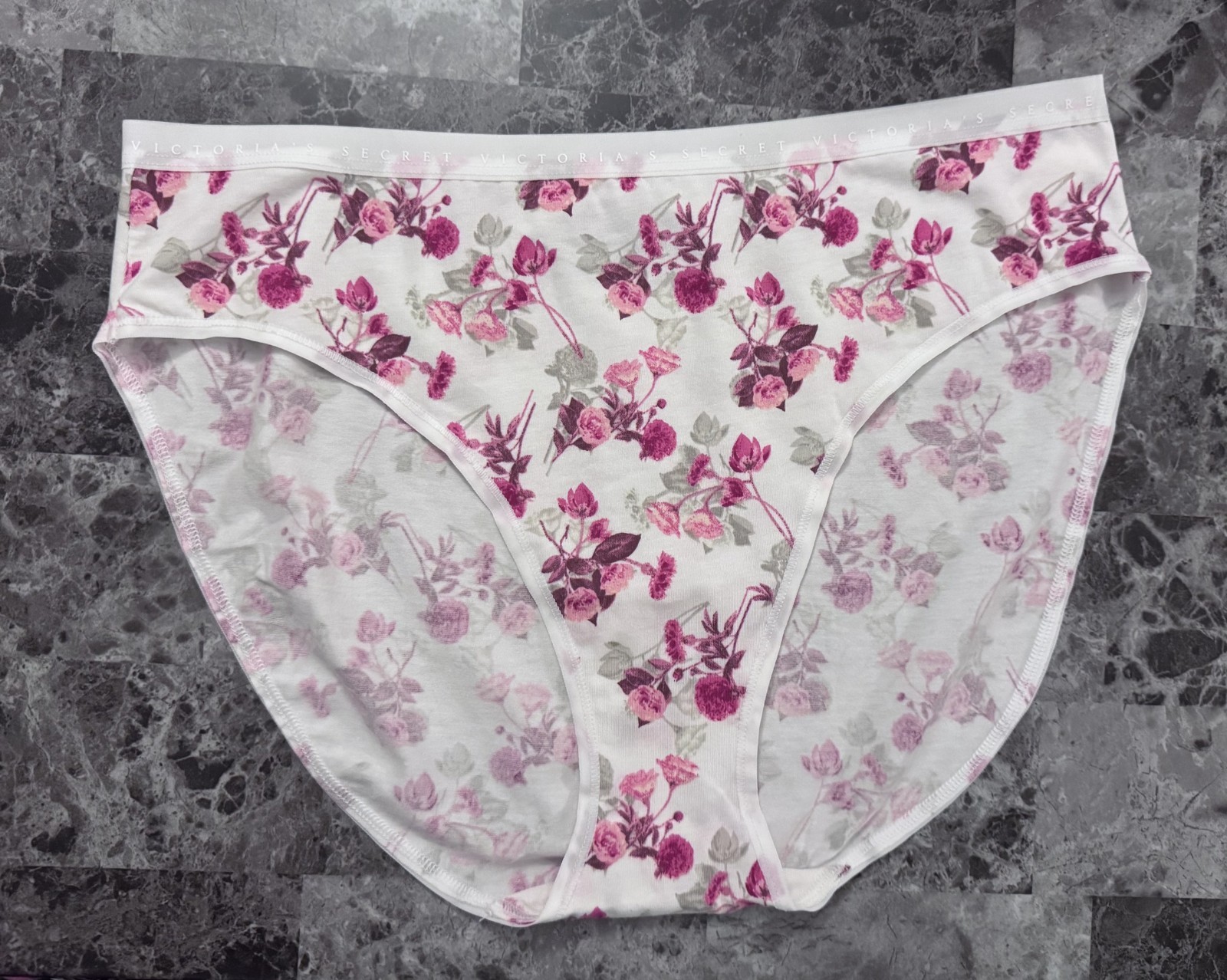 NWT VICTORIA’S SECRET XL PINK FLORAL LIGHTWEIGHT BAND HIGH LEG BRIEF PANTIES