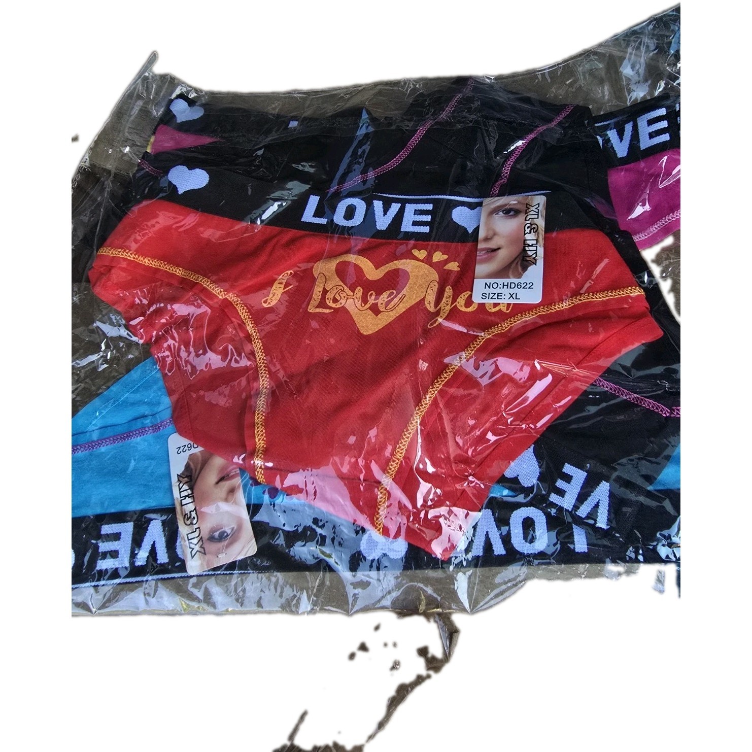 Love Women’s Brief Panties XL Multicolor Hearts Love Theme HD622
