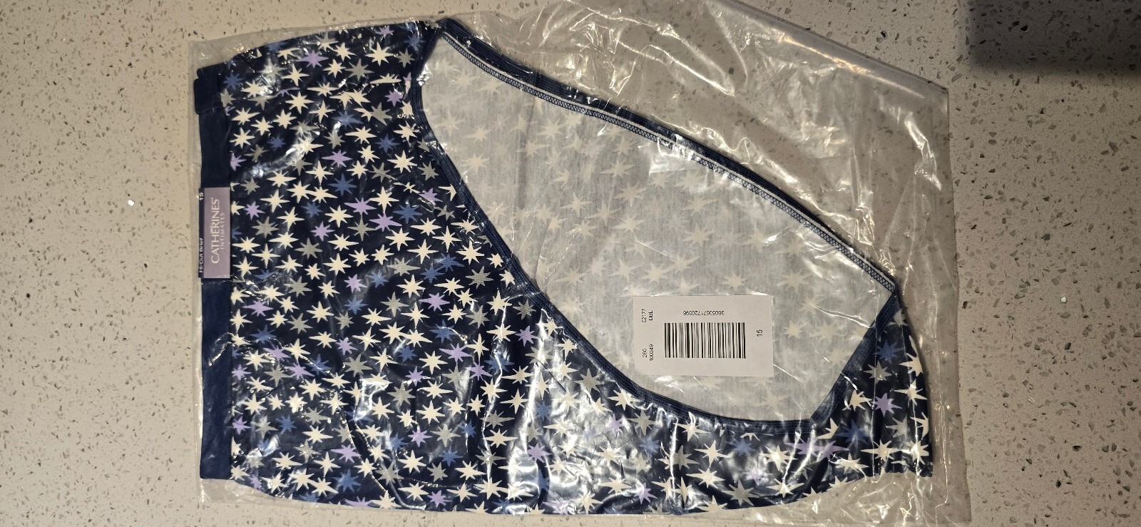 Vintage New Catherines Intimates Hi-Cut Brief Underwear Size 15 Navy Star Print