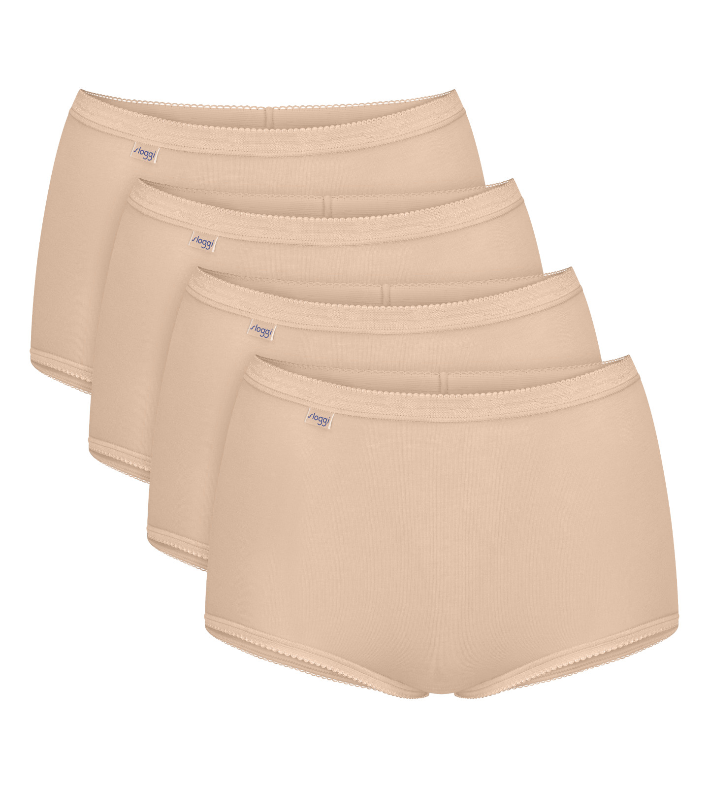 Sloggi Basic Maxi Brief Knickers 4 Pack 95% Cotton High Rise Full Brief 10028378