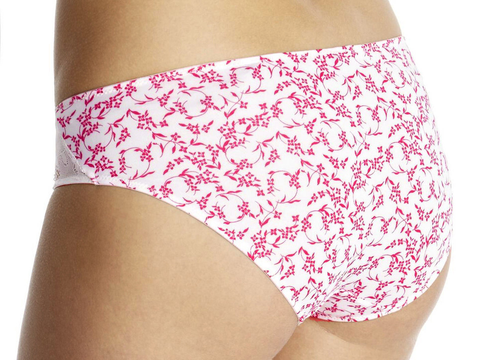 Gorgeously Soft Pink Floral n Lace Brief Knickers Low Rise Panties 14 W 31″