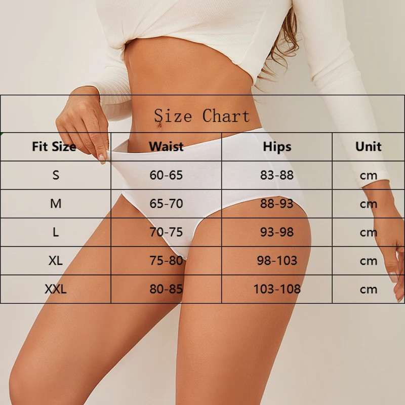 High Waist Cotton Panties Women’s Solid Seamless Soft Stretch Briefs 5 Pcs