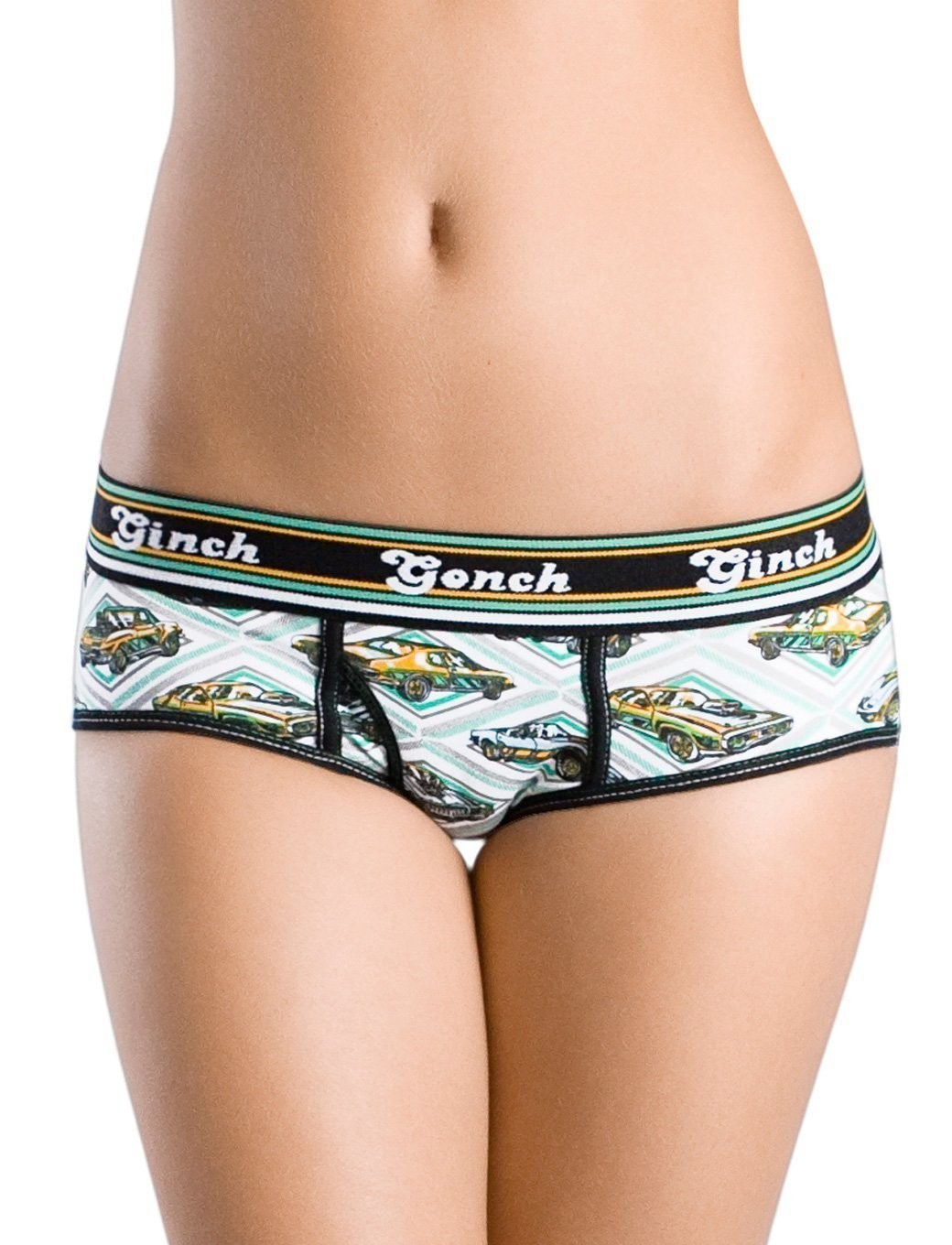Ginch Gonch Women’s Boybrief Panties Vintage Cars Print Briefs NWT