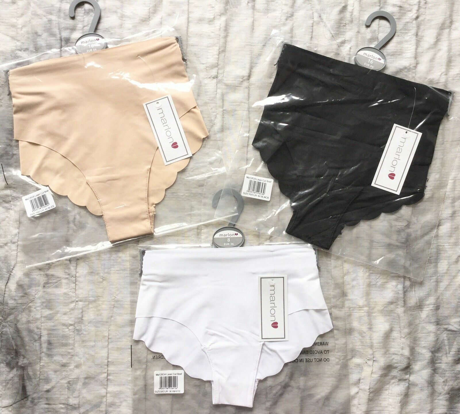 Briefs Knicker Marlon No VPL White Laser Cut UK 12 F4