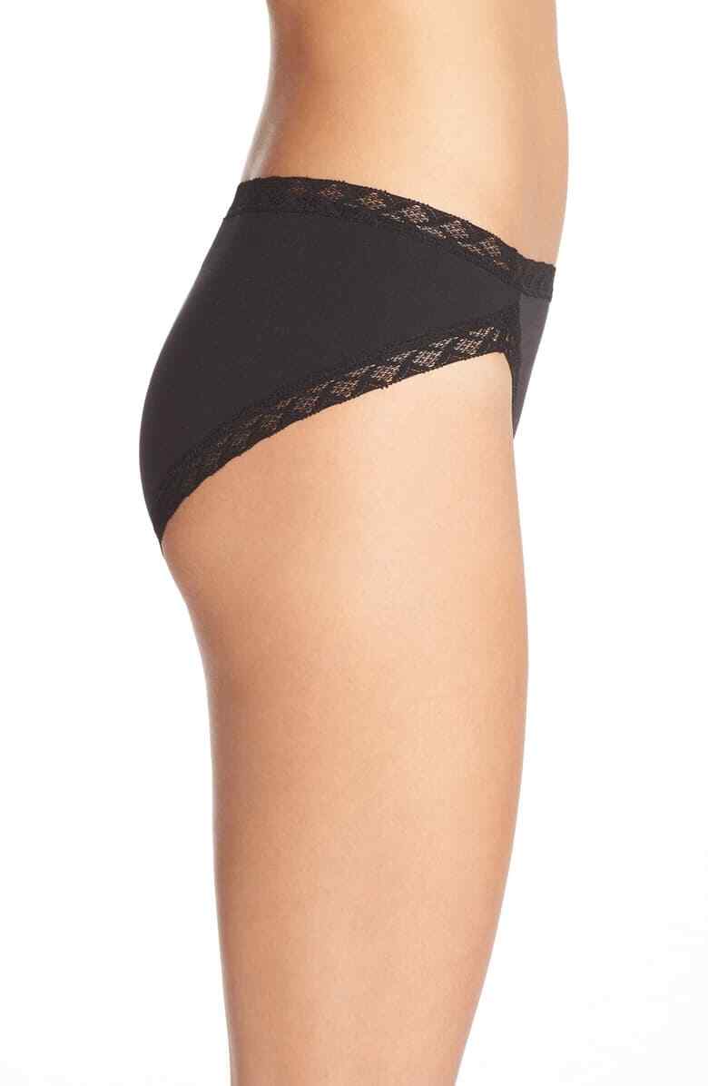 Natori Black Bliss Lace-Trim Cotton French-Cut Brief Women’s Size Small L58018