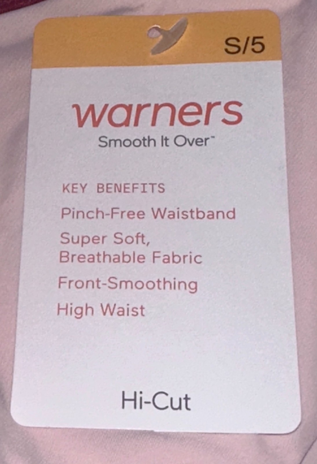 WARNERS Smooth It Over Modern Hi Cut Blush Pink Panty Womens Sz S 5 2XL 9