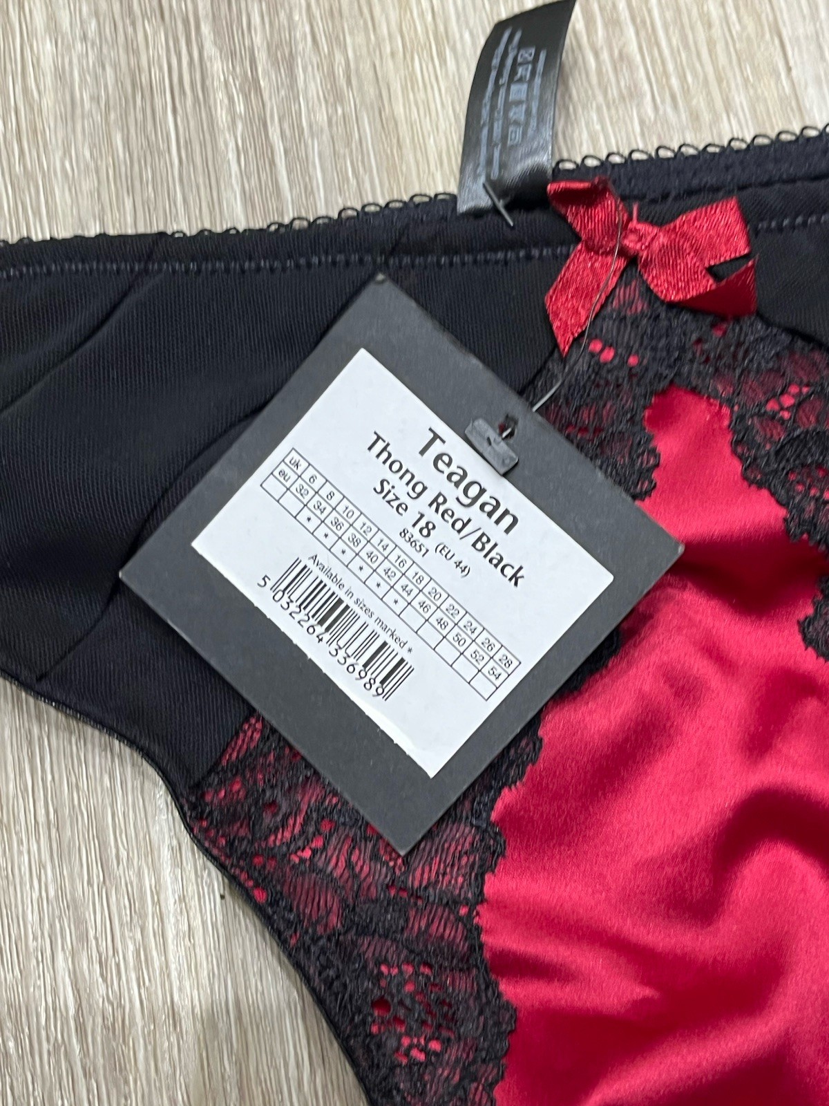 Ann Summers Teagan Triple Boost Burgundy Red & Black Thong Size 18 FREE POST