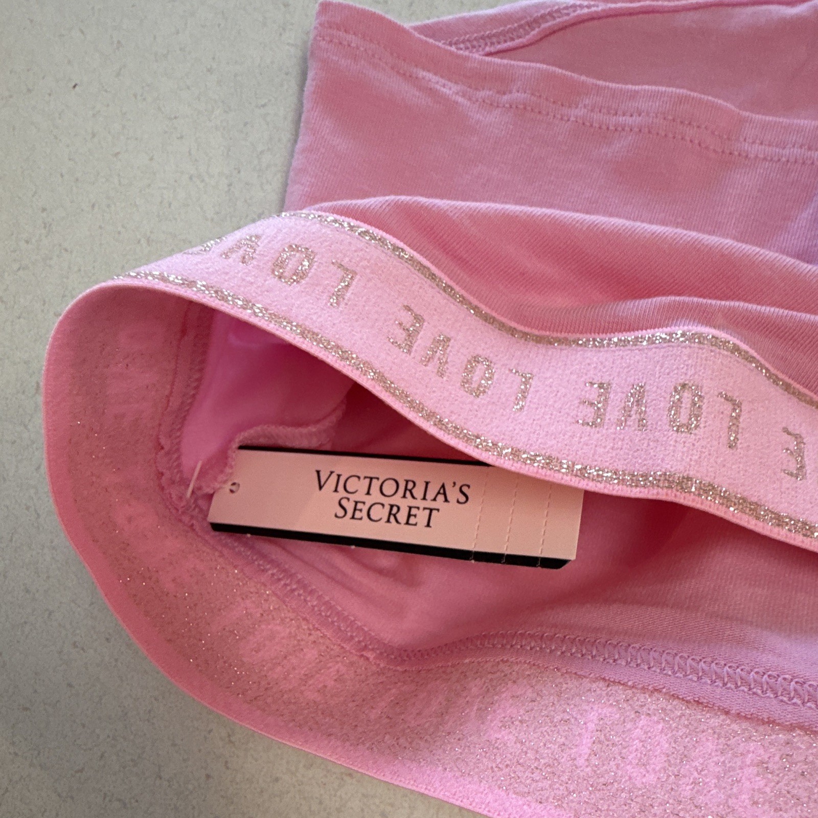 Victoria’s Secret Pink LOVE Logo Waistband Boyshort Panties XL Stretch