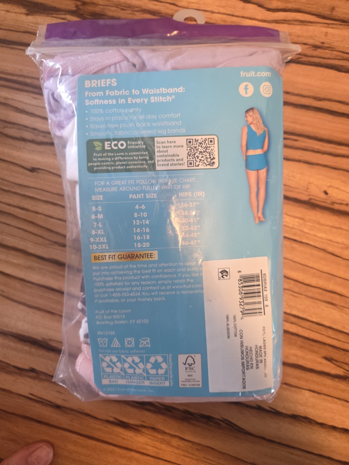 Fruit Of The Loom 6 Pack Cotton Briefs Panty 6/M