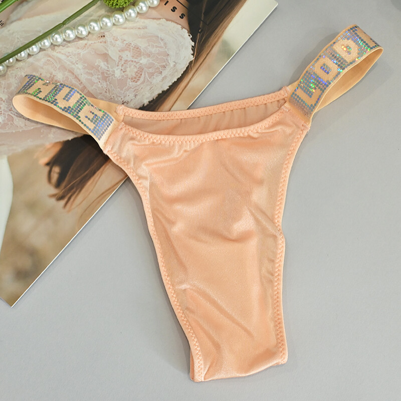 5 Packs Lot Sexy Womens Satin Panties Thong Brief Glitter Low Waist Underwear