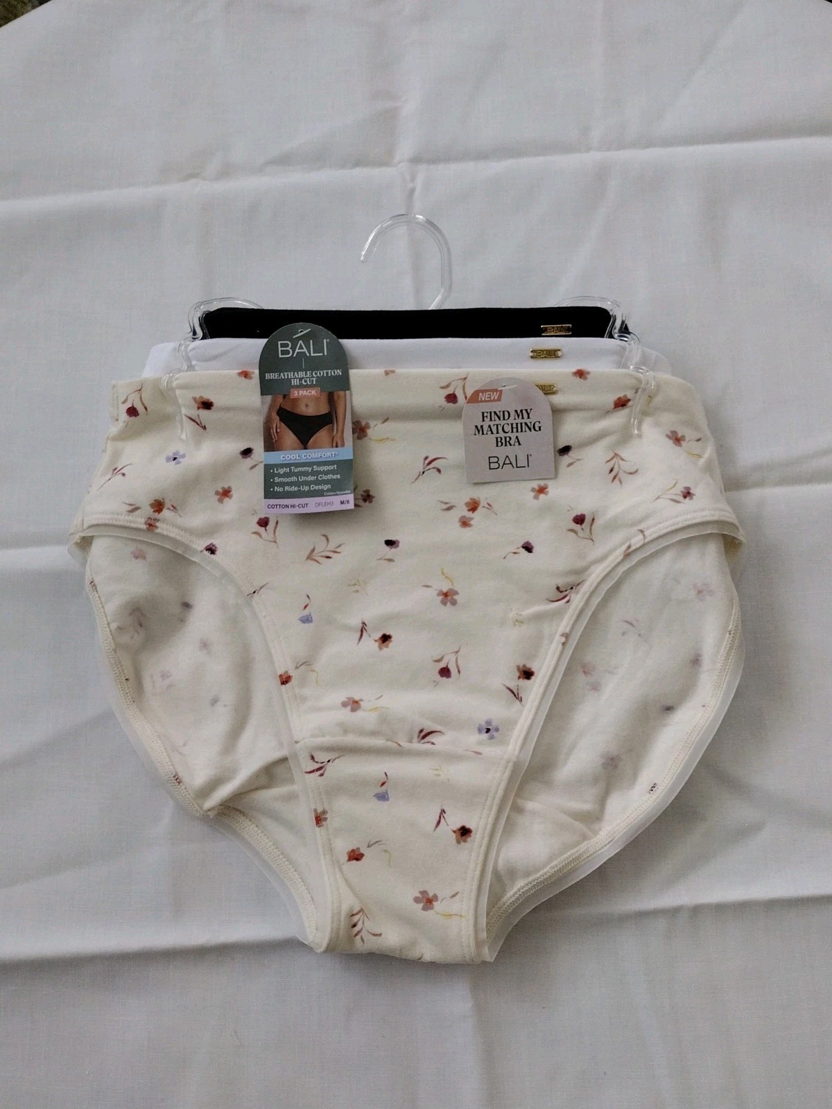 Bali M/6 ASSORTED COLORS DFLEH3 Cotton Collection Hi-Cut Panty – 3 Pack NWT