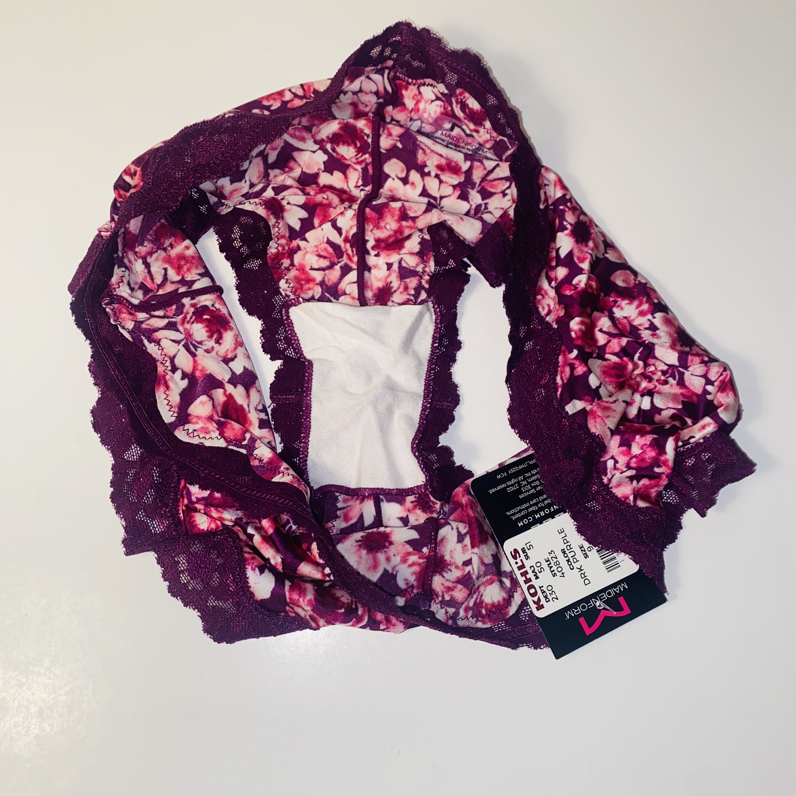 NEW Maidenform Luxurious Lace Sexy Must Have Lacey Hipster 2XL/9 Purple Floral