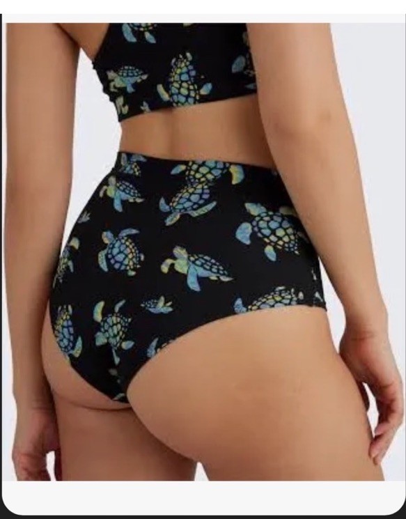 New MeUndies FeelFree High Waist Cheeky Panties Turtle Print Black S MicroModal