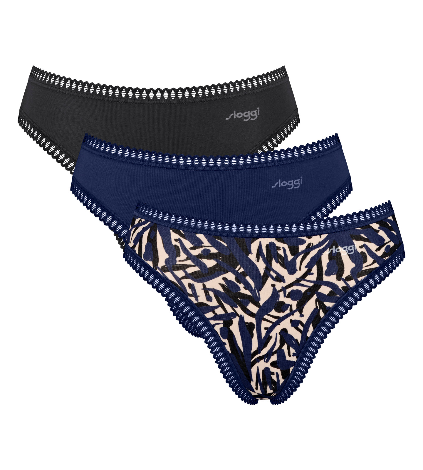 Sloggi GO Crush High Leg Knickers 3 Pack Tai Briefs 10219672