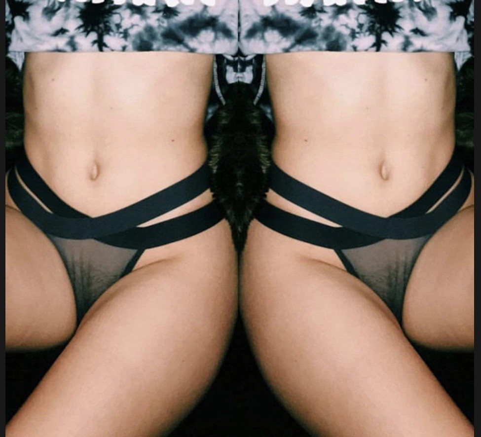 Black Mesh Double Strap Micro Thong New Without Tags Size Small