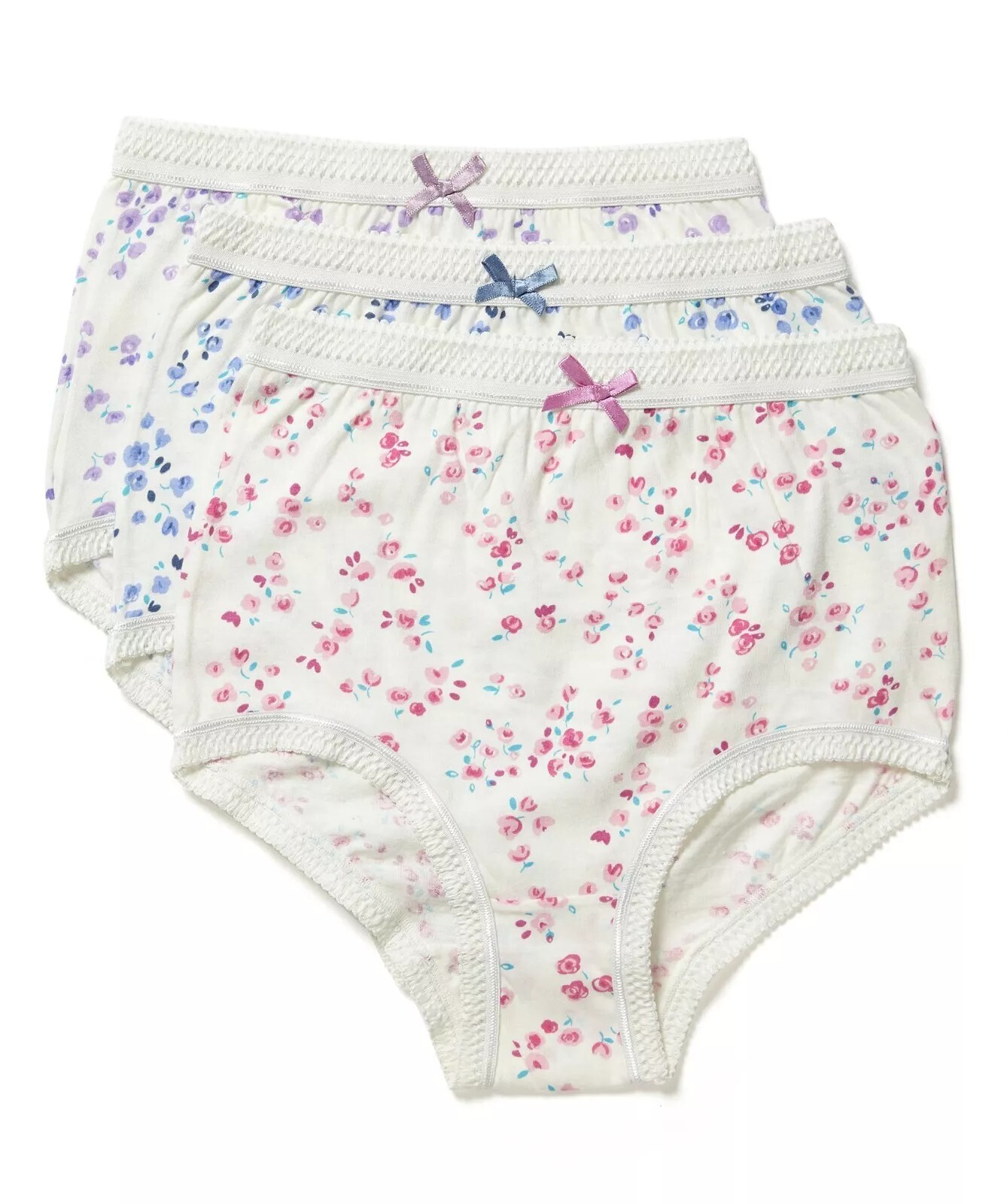 Ladies 3 Pack Marlon 100% Cotton Full Briefs Knickers Underwear Cream Floral