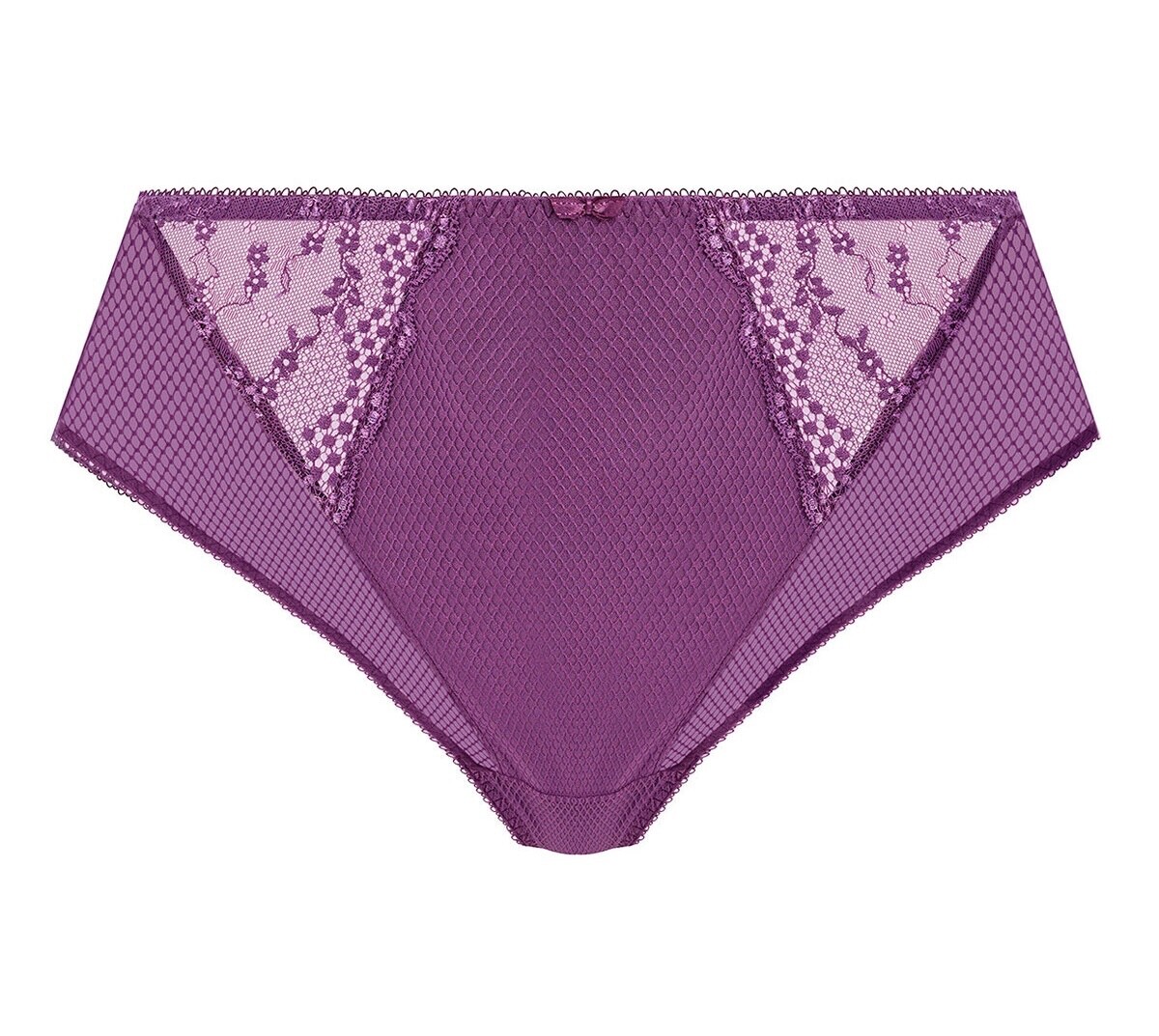 Elomi Charley Brief Pansy Purple Size M 12 14 High Leg Waist Mesh Knickers 4386