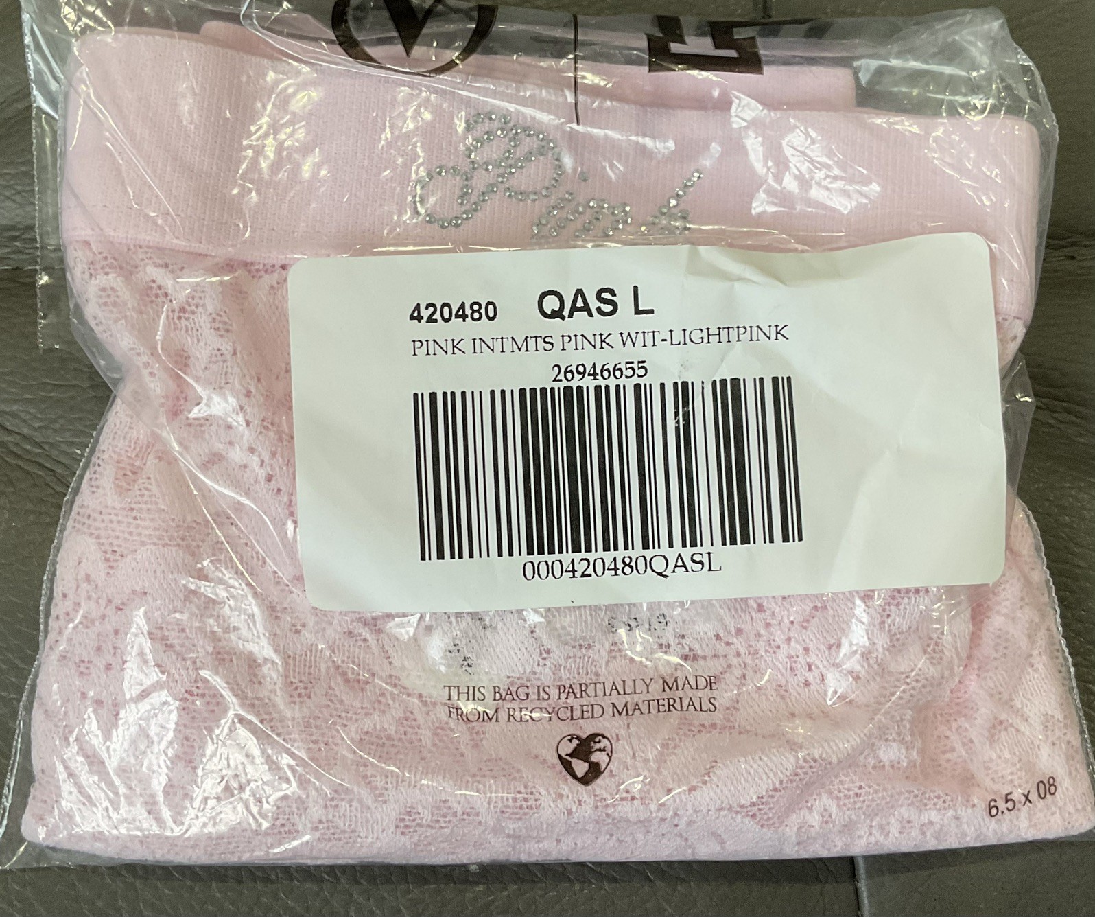 VICTORIA’S SECRET PINK LACIE LOGO BOYSHORT PANTY SIZE L