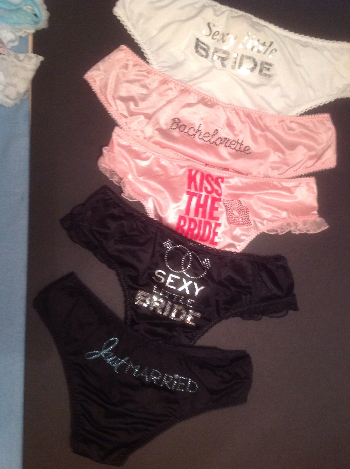 Victoria’s Secret BRIDAL Panty Thong Satin Bows Bling Lace SMLXL NWT Asst’d
