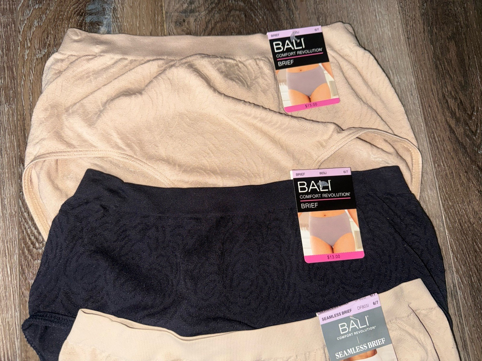 Bali 3-Pair Women’s Brief Underwear Panties Stretch Nylon Microfiber (B) ~ 6/7