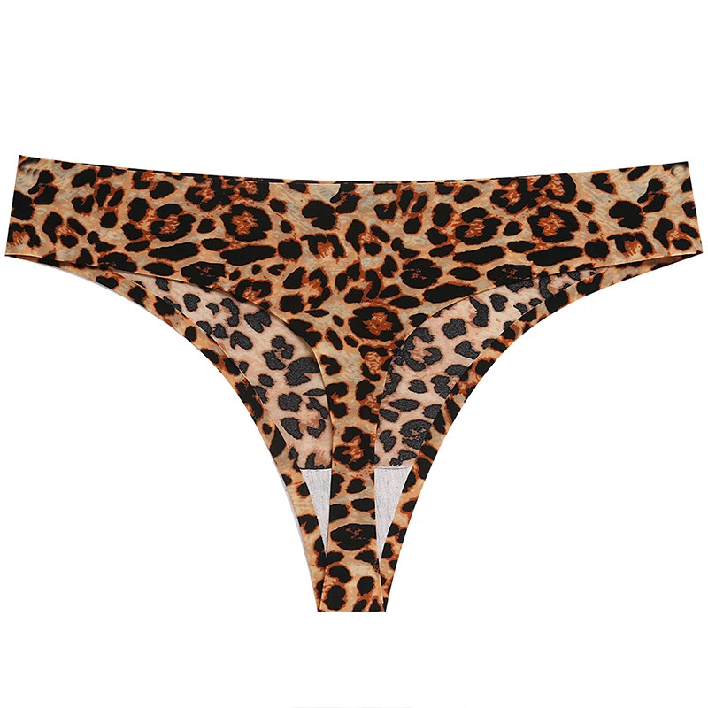 Leopard Print Thong Panties Underwear Seamless Low Rise Women’s Panty 6 Pcs