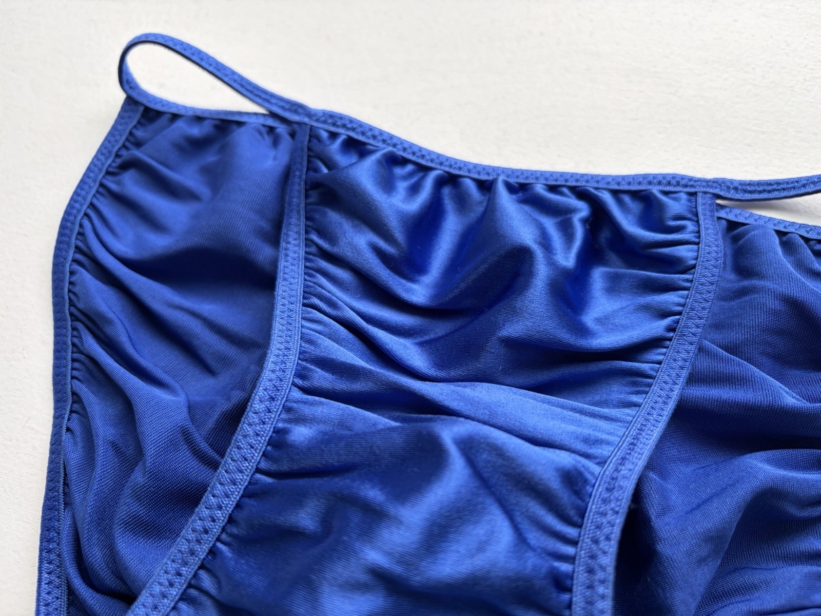 Victoria’s Secret Second Skin Satin String Bikini Panties Royal Blue Vintage