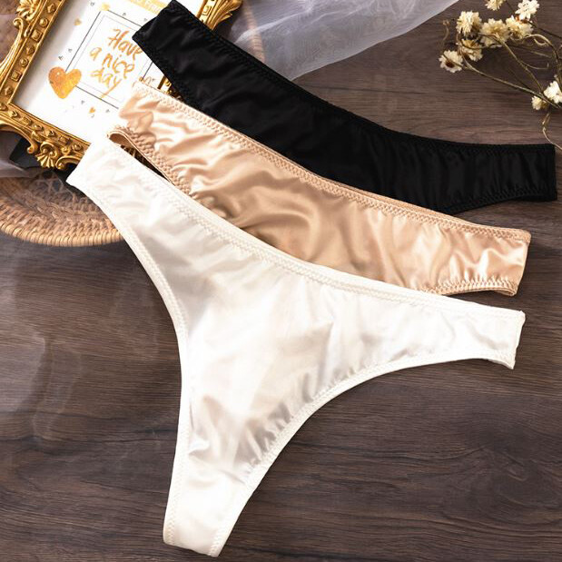 Pack Of 5 Womens Sexy Thongs Panties Satin G string Bikinis Briefs Underwear Lot
