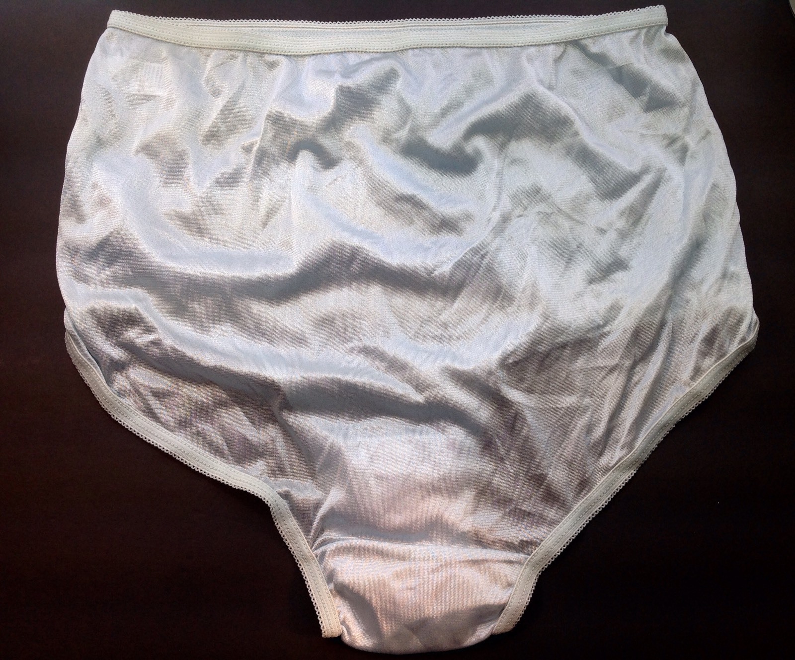 Women Panties,Briefs Size 8 Bright Blue Satin Soft Nylon W/Decoration