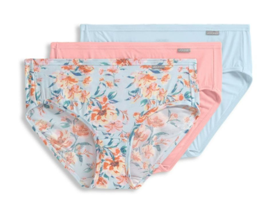 New Jockey Women’s size 8 Hipster Underwear Supersoft Comfy 3 Pack Peach Blue