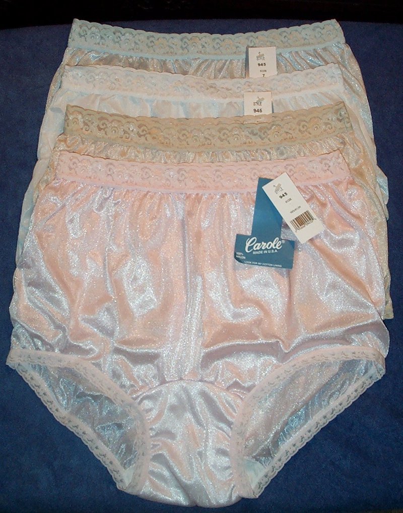 4 Pair Lace Elastic 100% Nylon Assorted Panties Size 12 Carole Panty USA Made