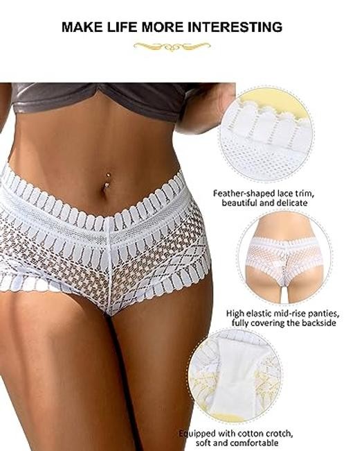 Cheeky Underwear for Women Plus Size Sexy Panties 3X-Large-4X-Large 1- White