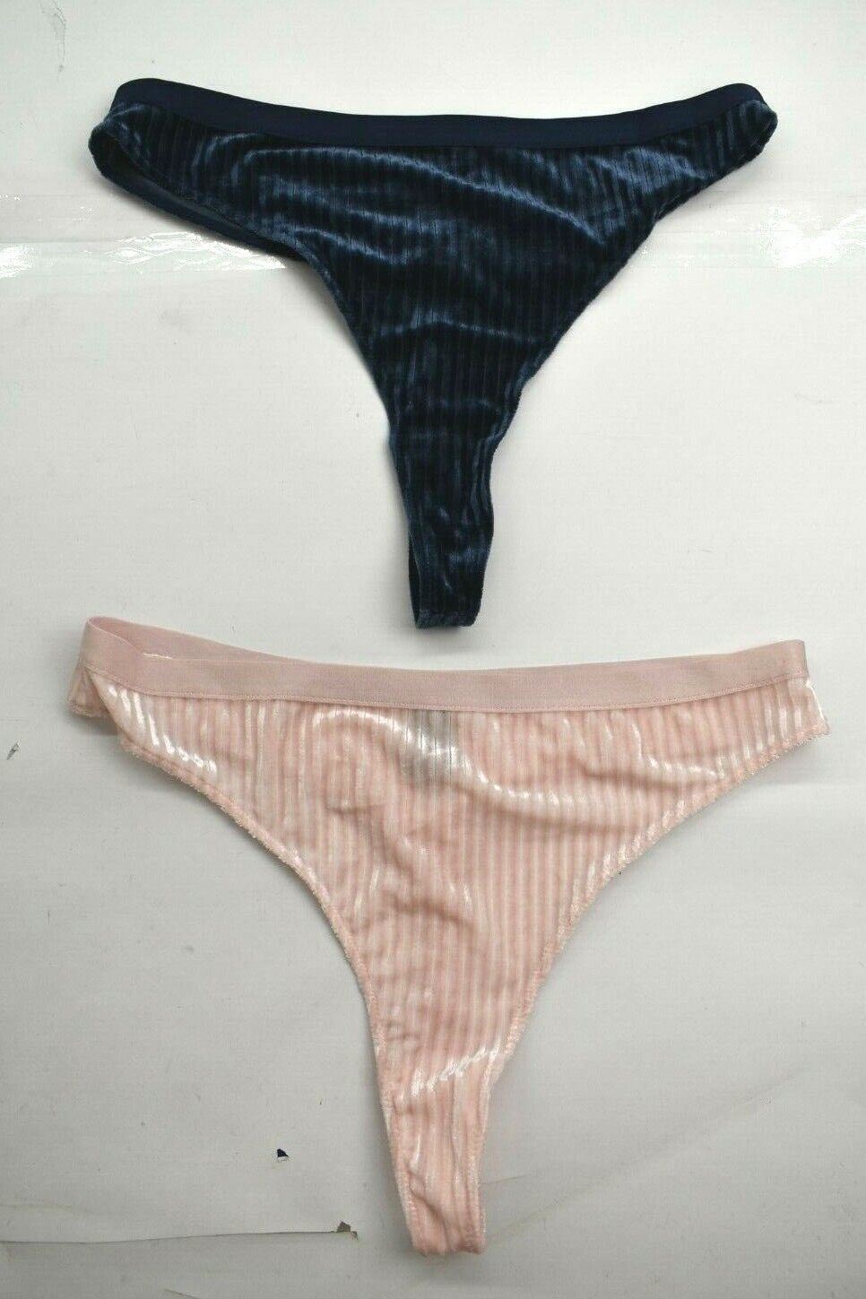 Free Press Womens Pack Of 2 Pink Blue Velvet Thongs Elasticized Stretch Waist