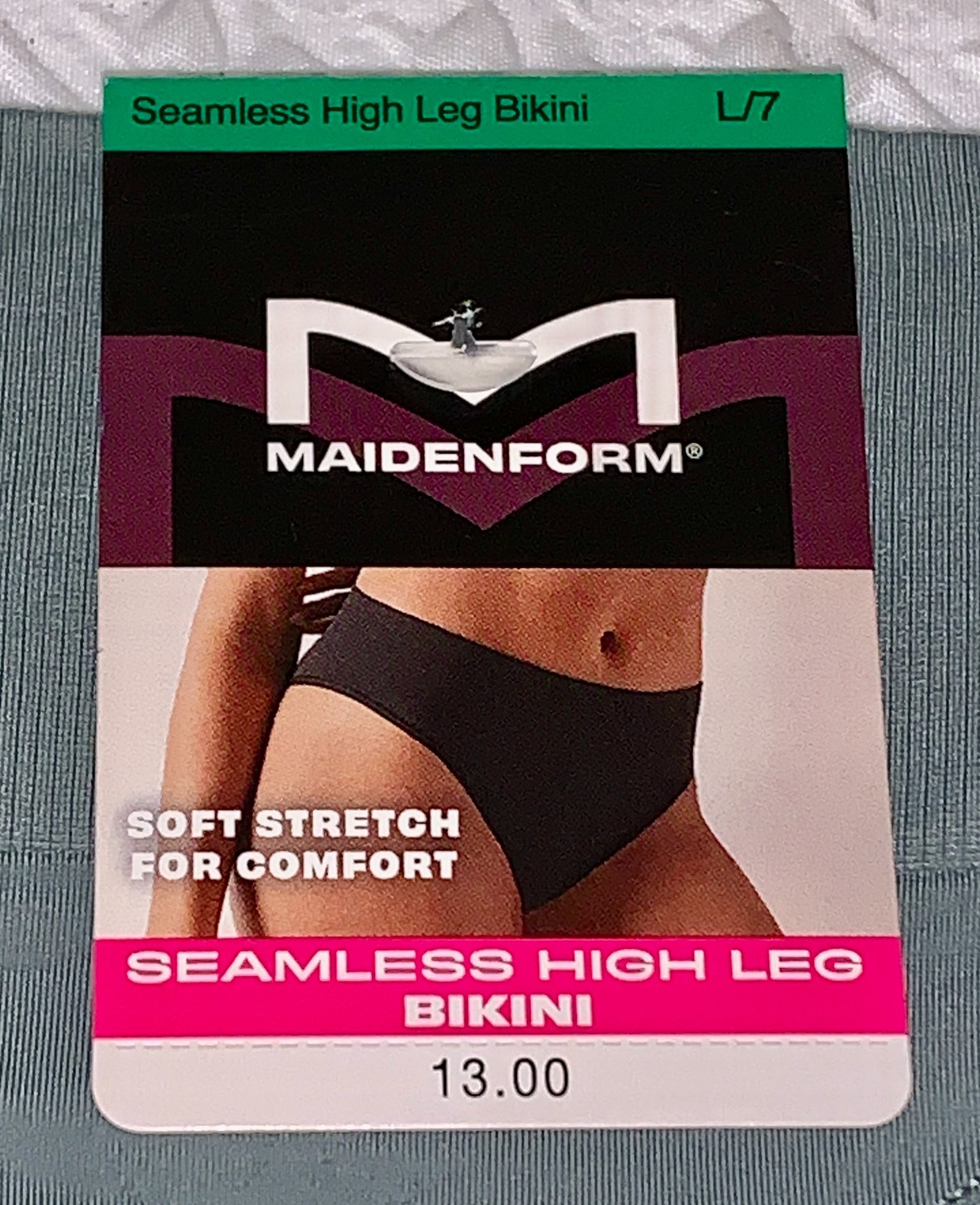 MAIDENFORM M Seamless Pewter Green High Leg Bikini Panty Womens Sz L 7 2XL 9
