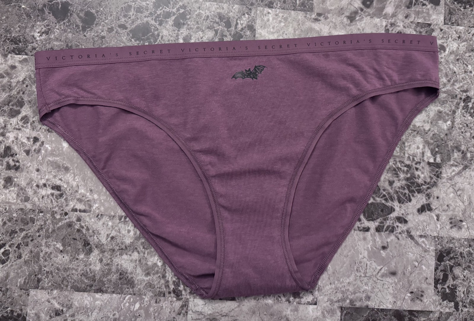 VICTORIA’S SECRET XL PURPLE HALLOWEEN BATS LIGHTWEIGHT WAISTBAND BIKINI PANTIES