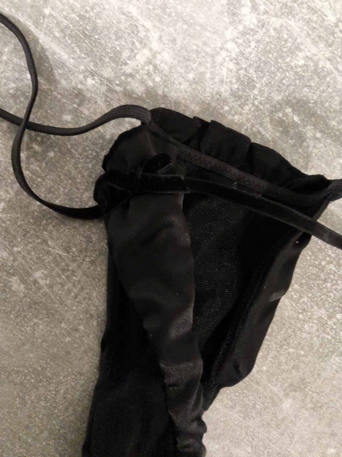 BNWOT Ann Summers Black Satin & Diamonte Trinket Thong Size 8-10