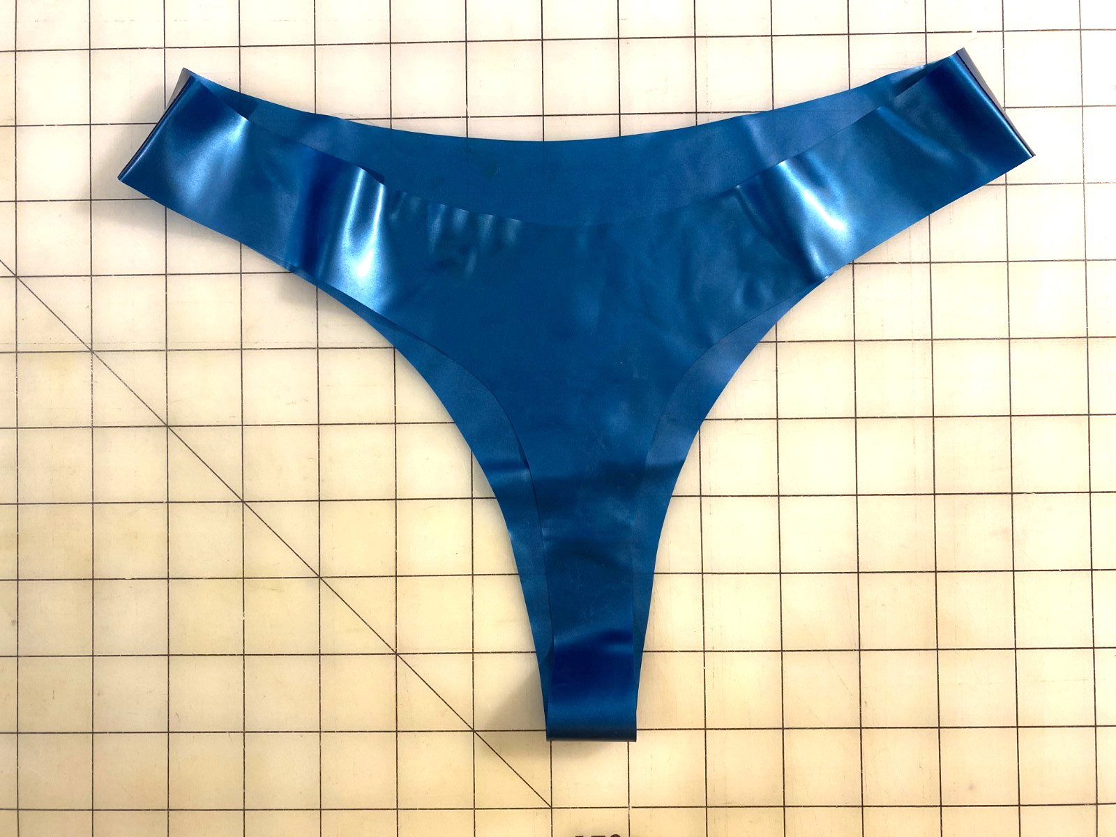 Metallic Blue Latex Panties Thongs Handmade U.S. Designer Sz Small