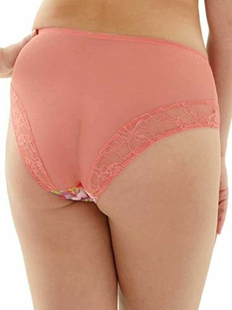 Sculptresse Flirtini Midi Brief Orange Floral Lace Size 24 Knickers Panache 7682