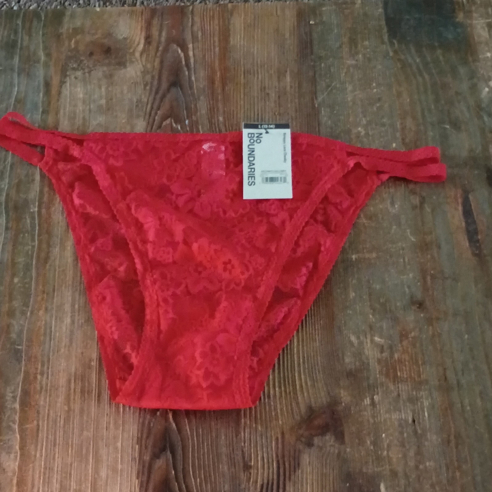 No Boundaries Women’s Red Lace Floral Cheeky Panties L (12-14) Stretch Sheer