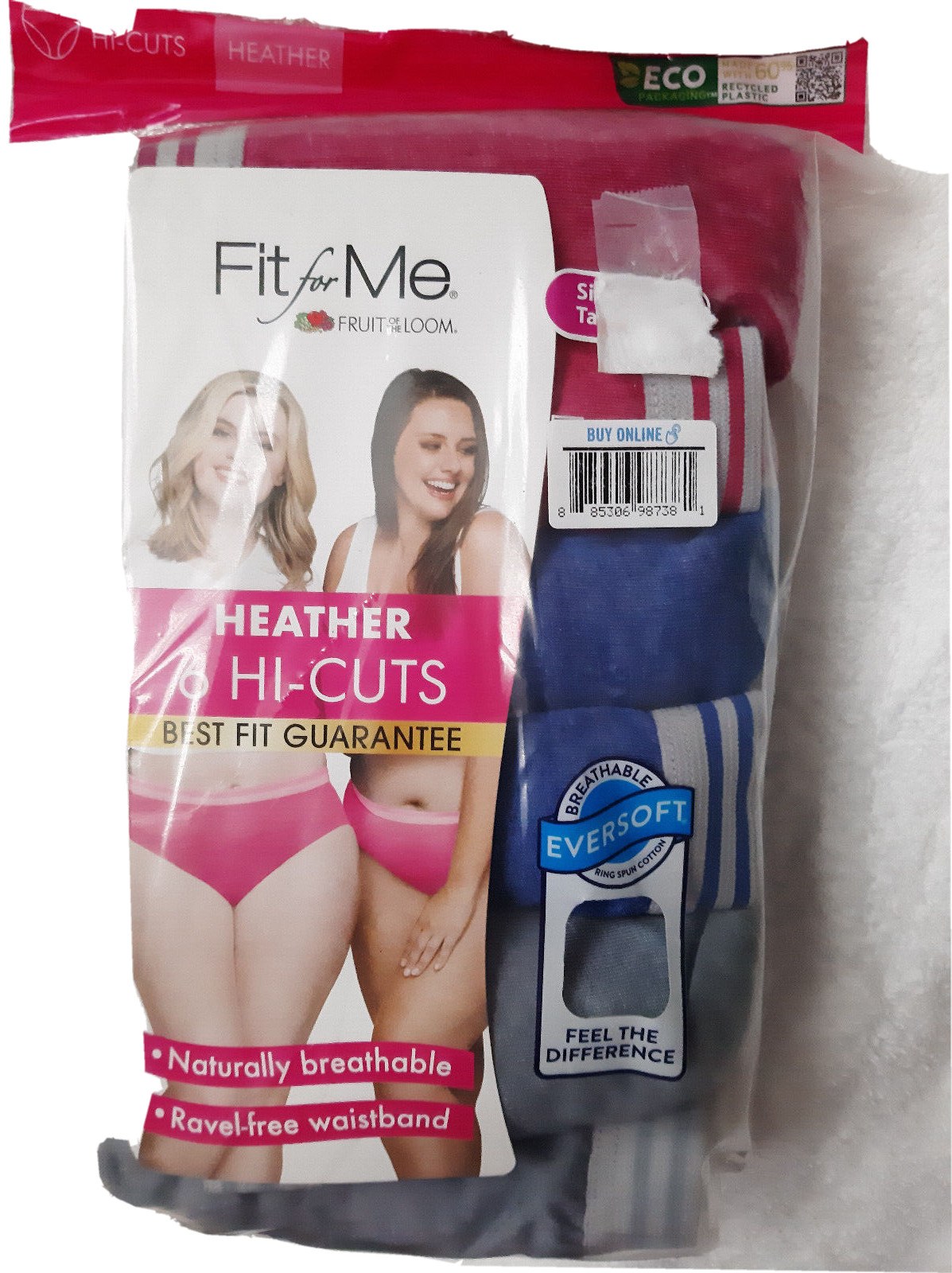 FIT for ME FRUIT of THE LOOM COTTON HI-CUT PANTIES (6 in Pack) PINK MULTI FTL 11