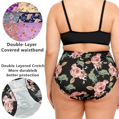 4 Pack Womens Plus Size Floral Underwear Panties 4X-Large Rose Panties 4pack