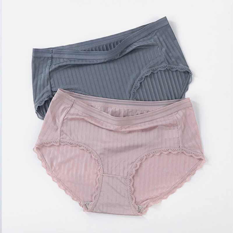 2Pcs Sheer Panties Striped Underwear See Through Knickers Briefs Lingerie Shorts