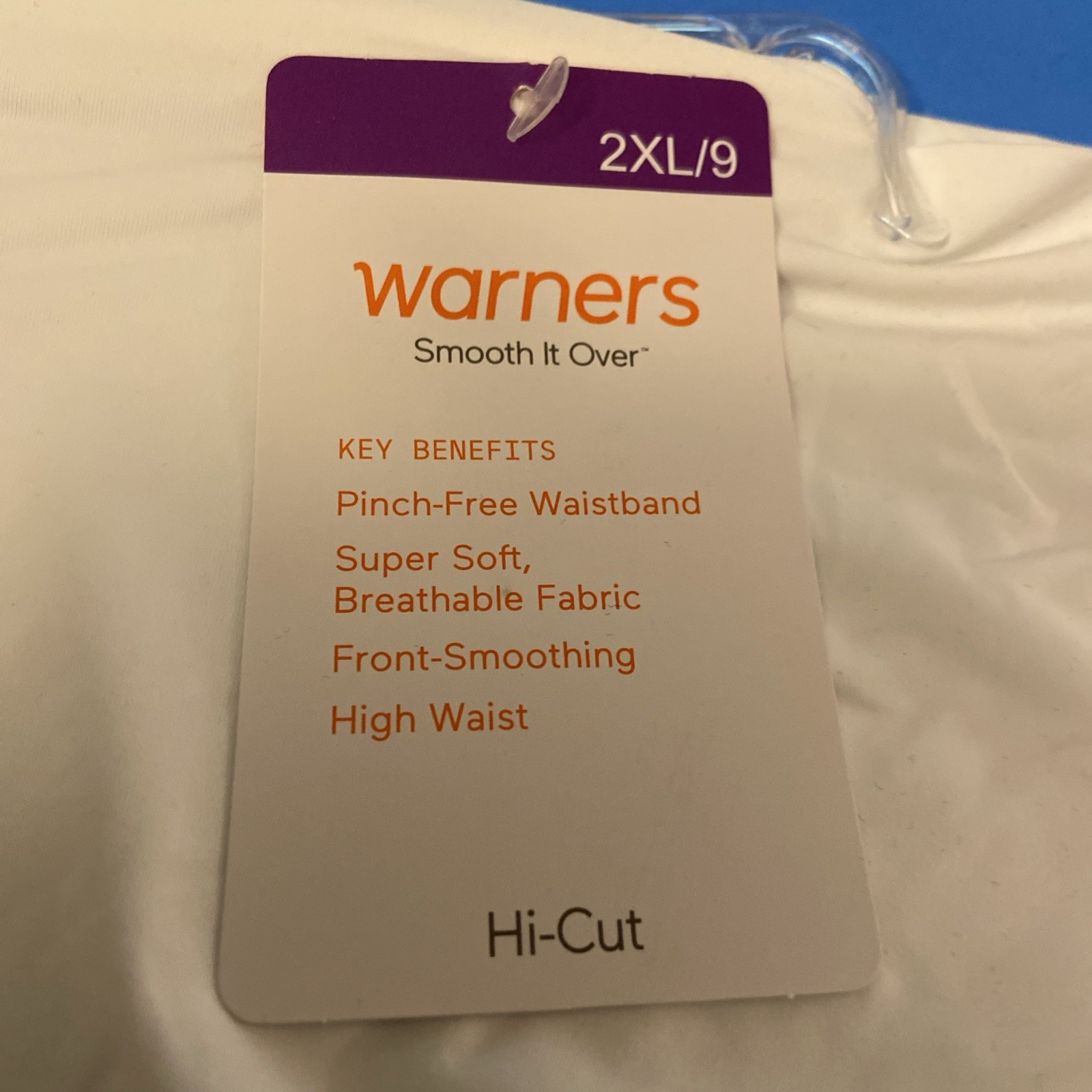 WARNERS WHITE SMOOTH IT OVER Hi-CUT BRIEF PANTIES / XX-LARGE/ 9