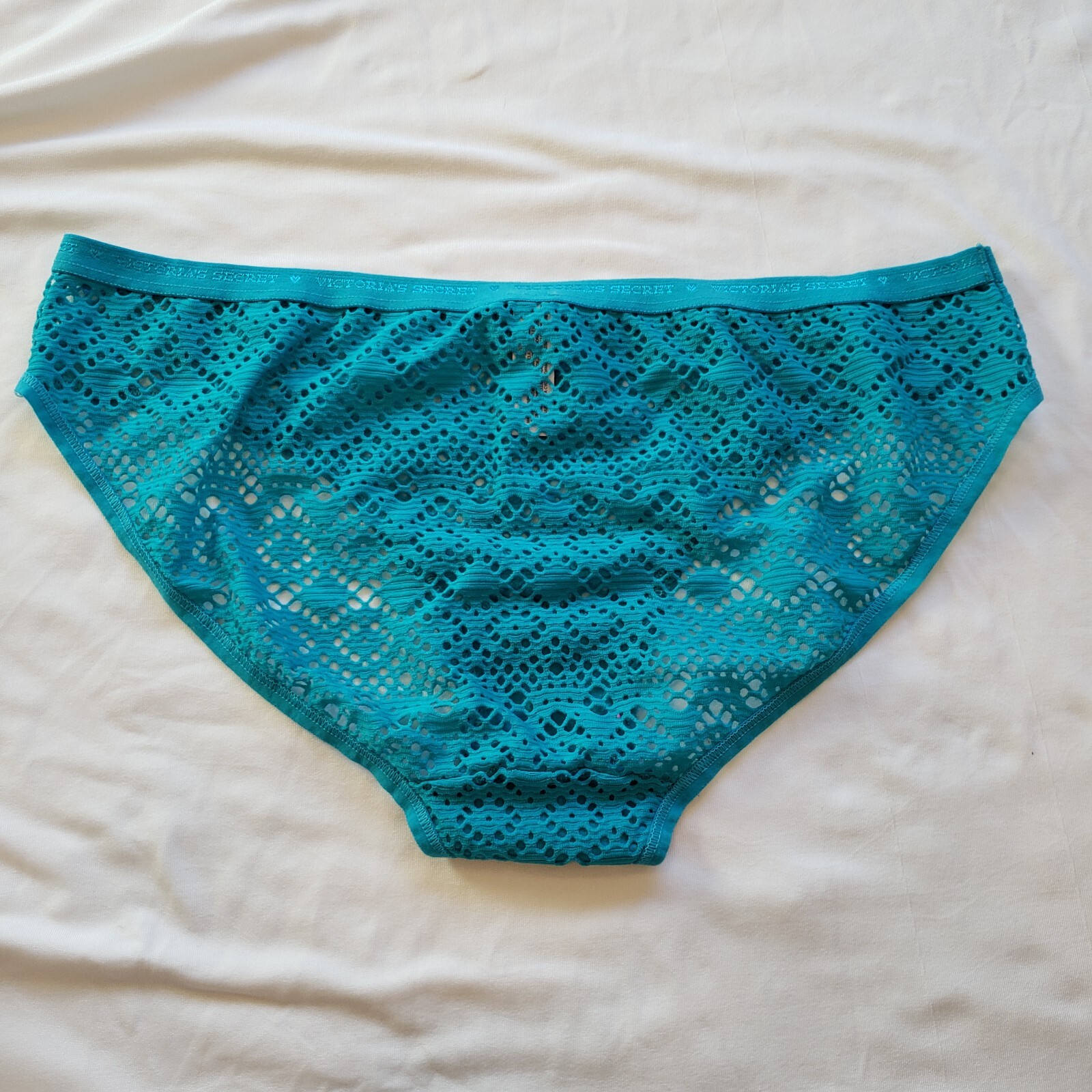 Victoria’s Secret Bikini Medium Cerulean Blue Fishnet Mesh Sheer