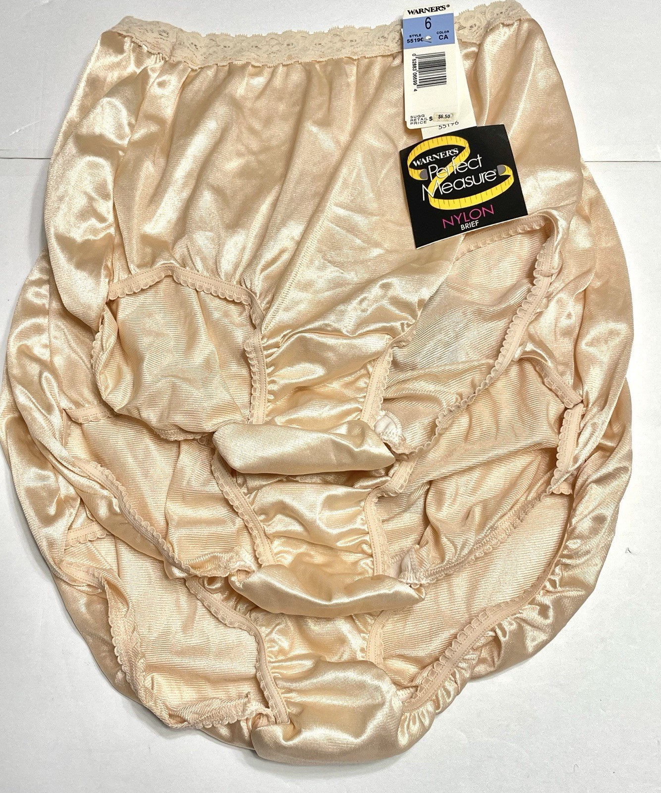 3 x Vtg Warner’s Perfect Measure Panties Briefs Size 6 Pink Nylon Lace 55196