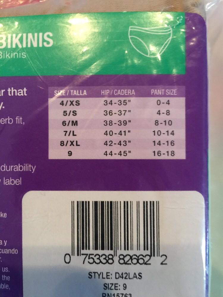 Hanes Bikini Panties Size 9 3-Pack Cotton Wide Waistband Tagless White Beige NEW