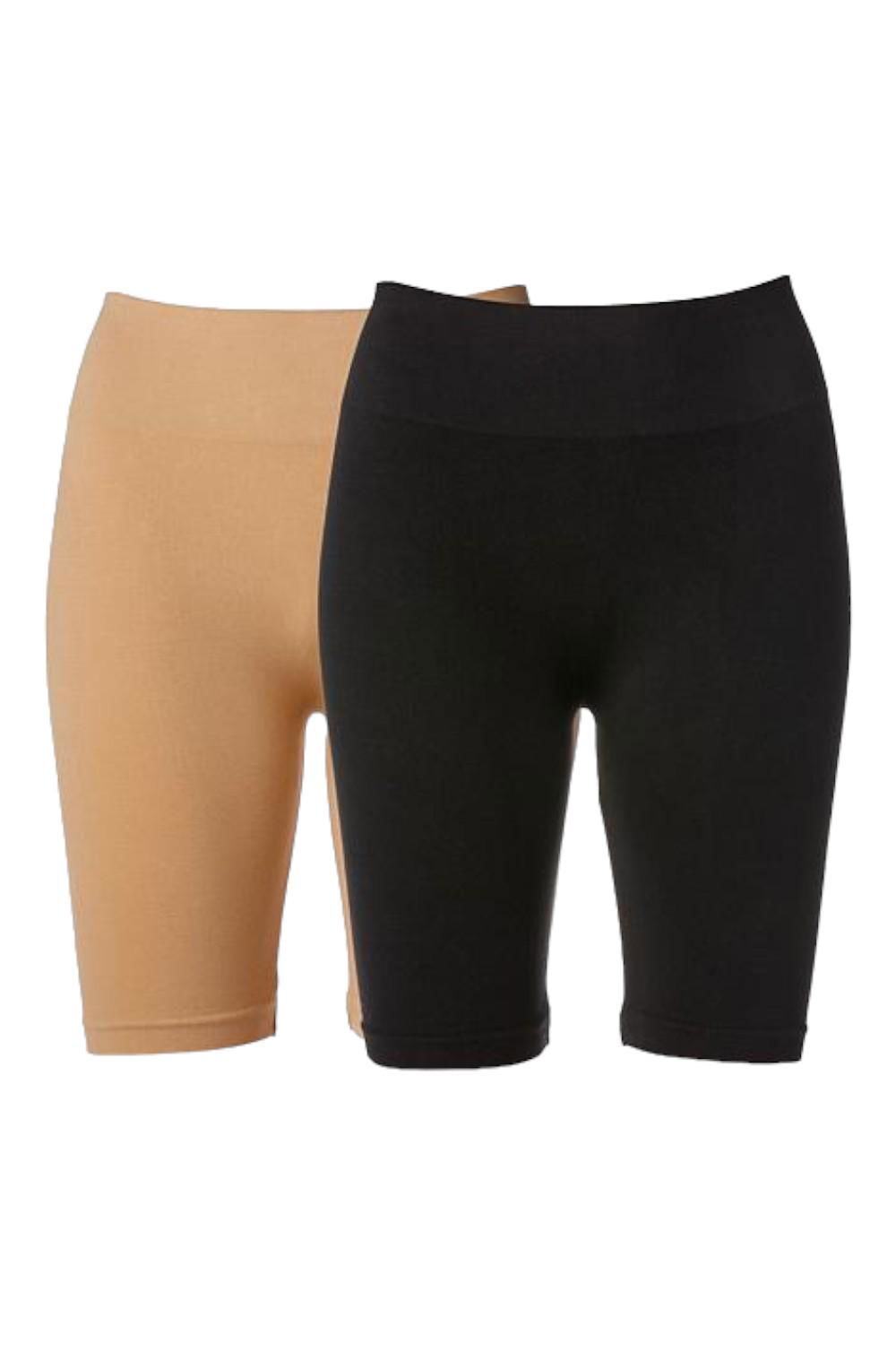 Rhonda Shear 2-Pack Smoothing Longline Short Black/Beige