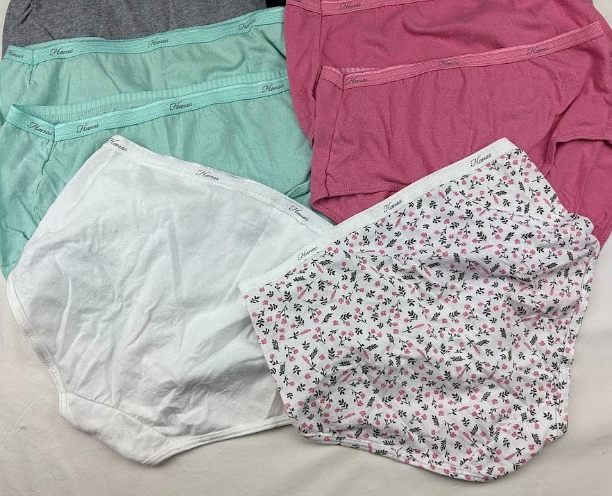 Hanes Cotton Briefs Underware Lot Sz 6 Medium 8 Pair Women’s Pink White Black
