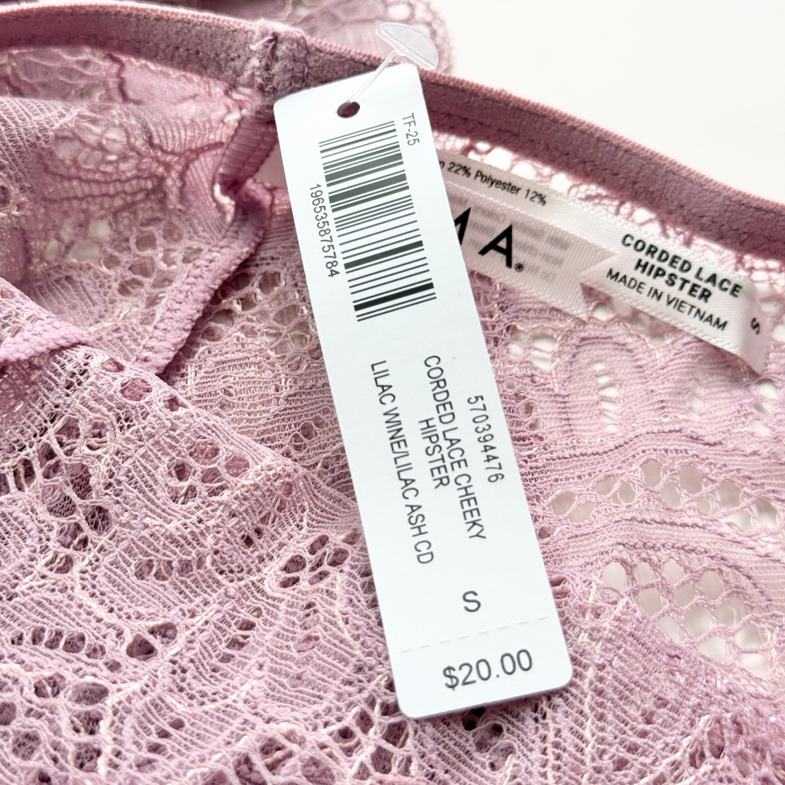 Soma Corded Lace Cheeky Hipster Panty Lilac Wine/Lilac Ash CD SZ S/M/L/XL