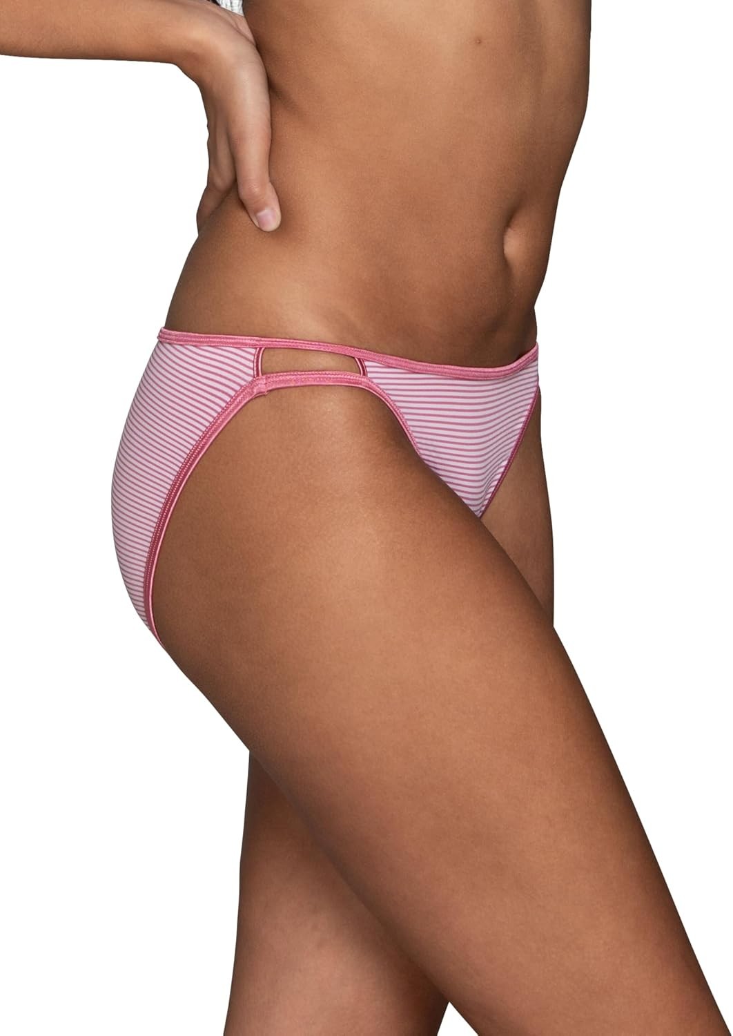 4 Pack Vanity Fair Illumination String Bikini Panties Rosy Stripe Sz 7 NWT