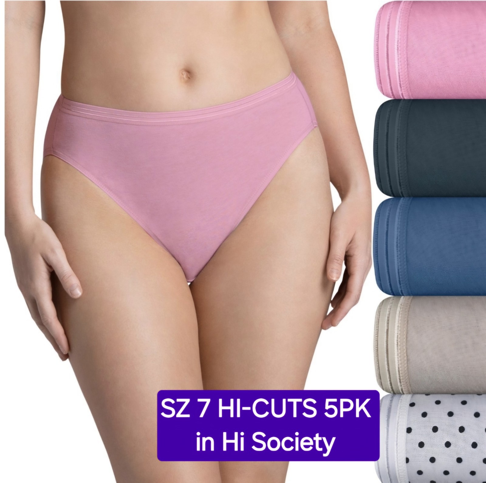 SZ 7 WOMEN’S Fruit of the Loom Signature ULTRA SOFT HI-CUTS 5PK Hi Society Gift